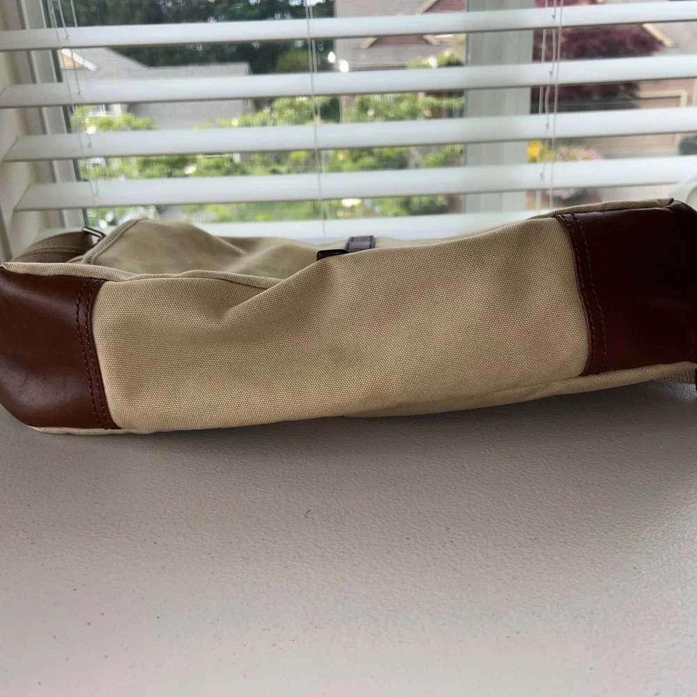Fossil Canvas Leather Corners Crossbody Messenger Bag Y2K